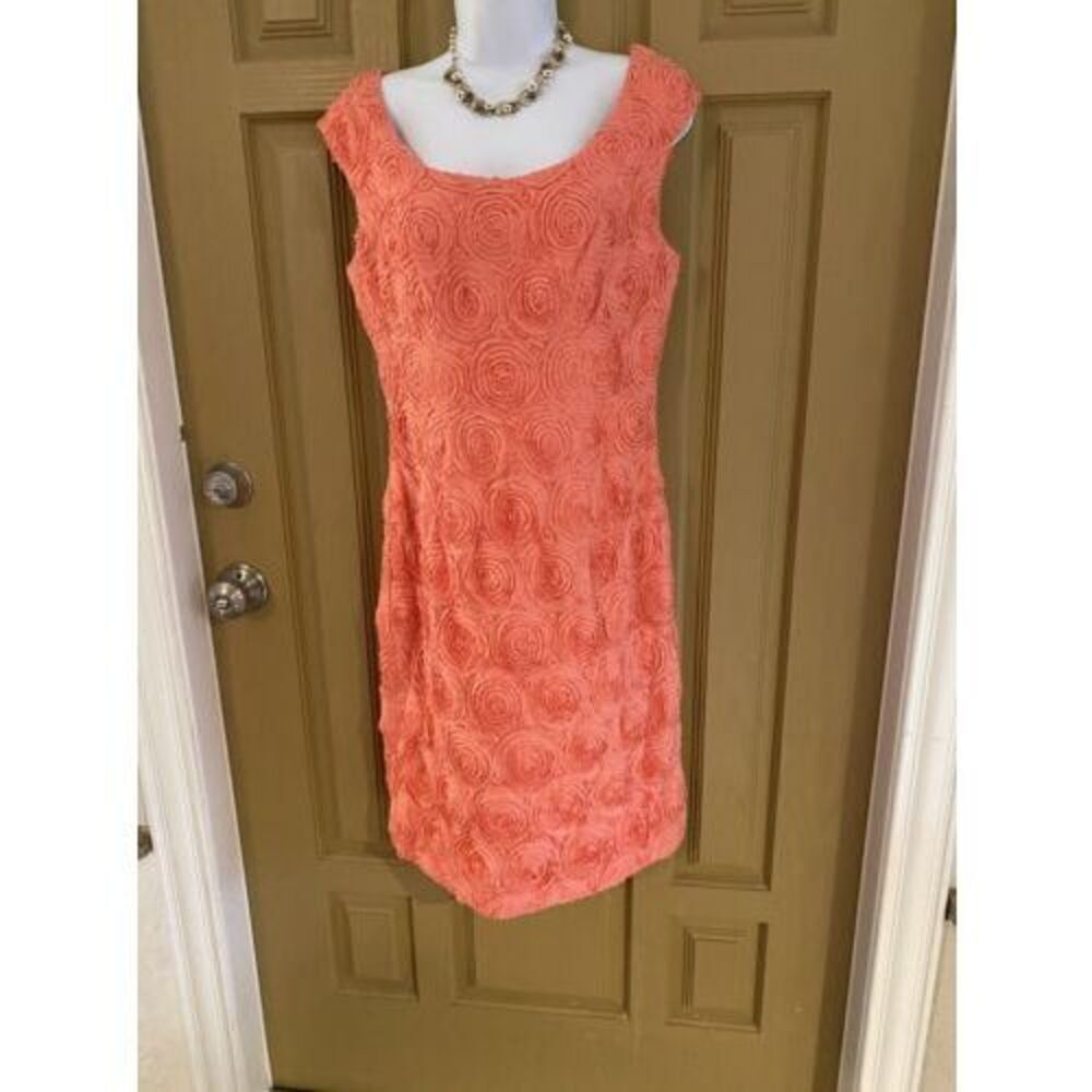Adrianna Papell Pink Lifted Rose Sleeveless Dress BEAUTIFUL SIZE 4 - Picture 2 of 11